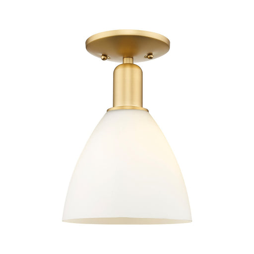 Innovations Bristol 7.5in 1-Light Semi-Flush Mount | Industrial Satin Gold Steel and Matte White Glass | Entryway & Hallway | Model 716-1C-SG-GBD-751