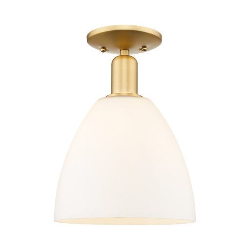 Innovations Bristol 9in 1-Light Semi-Flush Mount | Industrial Satin Gold Steel and Matte White Glass | Entryway & Hallway | 9 x 9 | Model 716-1C-SG-GBD-91