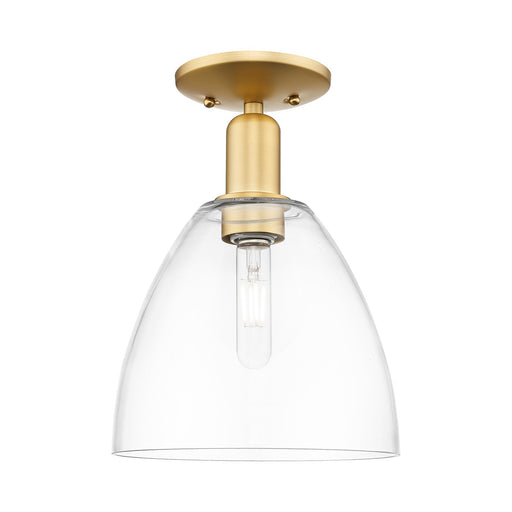 Innovations Bristol 9in 1-Light Semi-Flush Mount | Industrial Satin Gold Steel and Clear Glass | Entryway & Hallway | 9 x 9 x 13 | Model 716-1C-SG-GBD-92