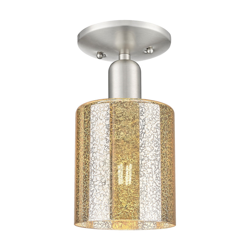 Innovations Cobbleskill 5in 1-Light Semi-Flush Mount | Industrial Brushed Satin Nickel and Mercury Glass | Entryway & Hallway | 5 x | Model 716-1C-SN-G116