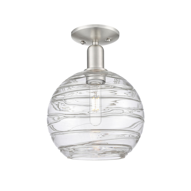 Innovations Athens Deco Swirl 10in 1-Light Semi-Flush Mount | Industrial Brushed Satin Nickel and Clear Glass | Entryway & | Model 716-1C-SN-G1213-10CL