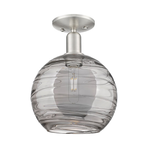Innovations Athens Deco Swirl 10in 1-Light Semi-Flush Mount | Industrial Brushed Satin Nickel and Light Smoke Glass | Model 716-1C-SN-G1213-10SM