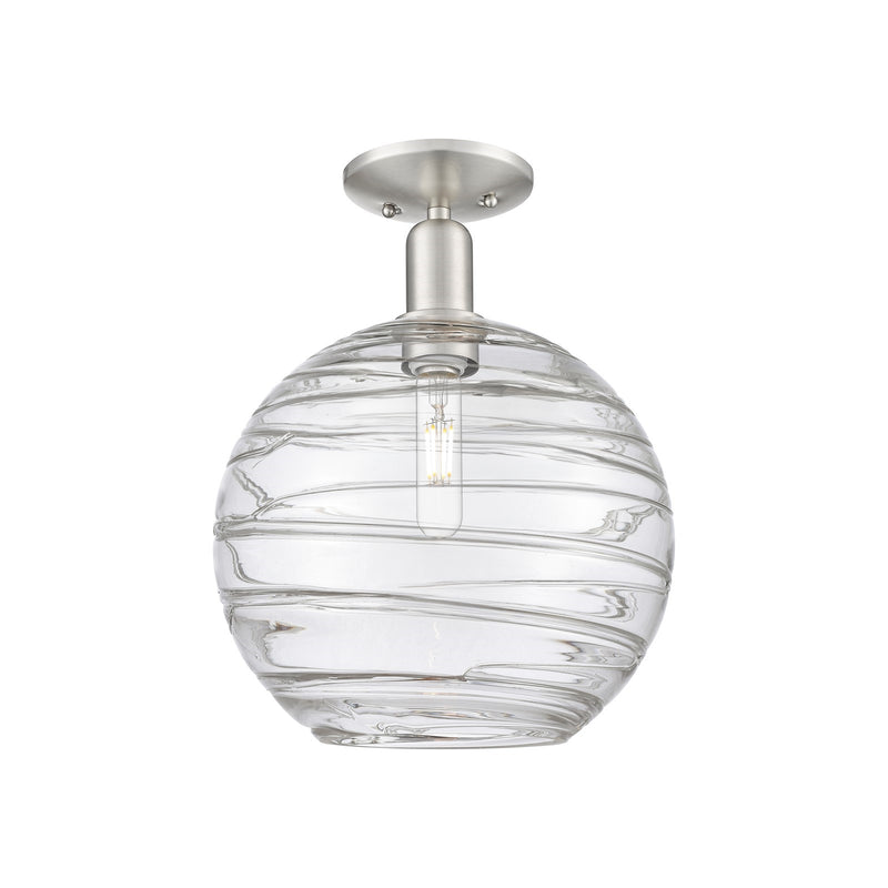 Innovations Athens Deco Swirl 12in 1-Light Semi-Flush Mount | Industrial Brushed Satin Nickel and Clear Glass | Entryway & | Model 716-1C-SN-G1213-12CL