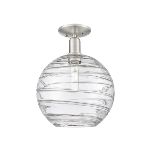 Innovations Athens Deco Swirl 12in 1-Light Semi-Flush Mount | Industrial Brushed Satin Nickel and Clear Glass | Entryway & | Model 716-1C-SN-G1213-12CL