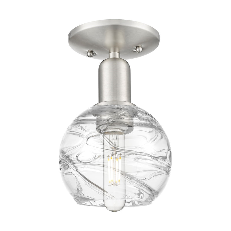 Innovations Athens Deco Swirl 6in 1-Light Semi-Flush Mount | Industrial Brushed Satin Nickel and Clear Deco Swirl Glass | Model 716-1C-SN-G1213-6CL