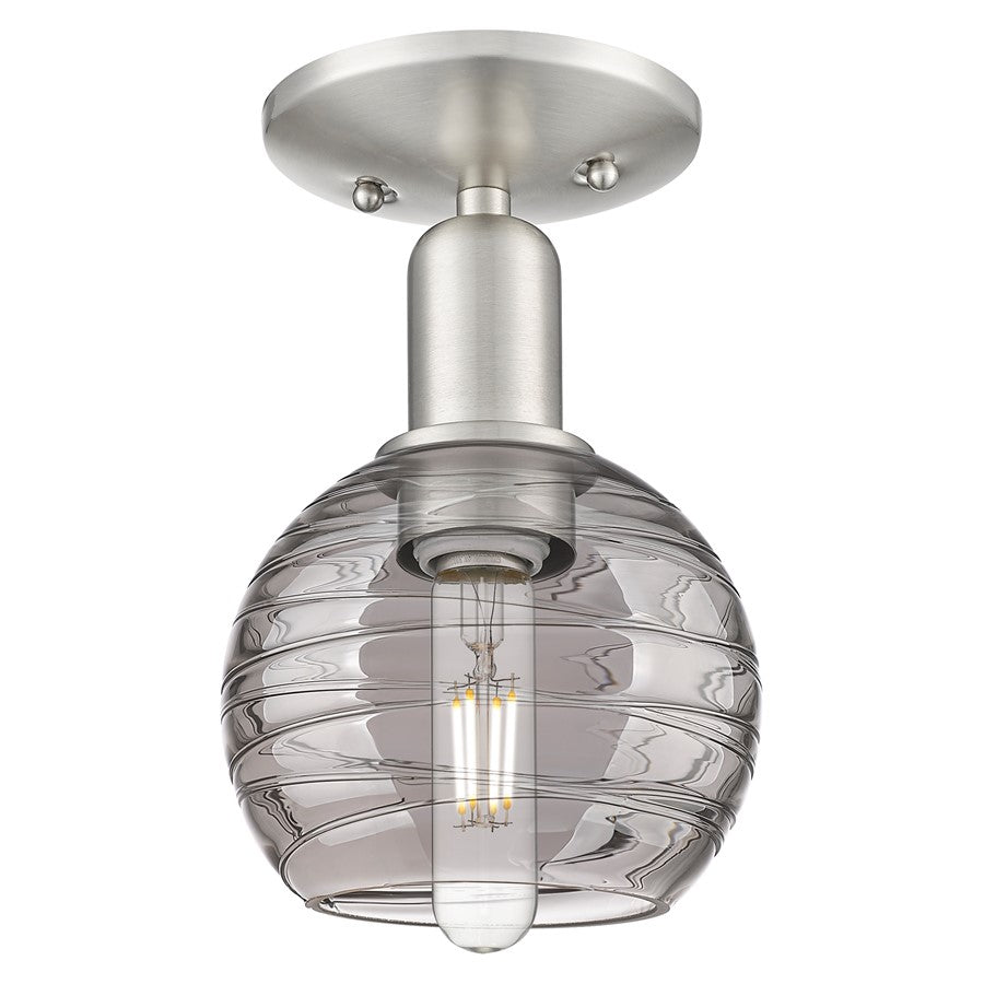 Innovations Athens Deco Swirl 6" Semi-Flush, SN/Smoke - 716-1C-SN-G1213-6SM