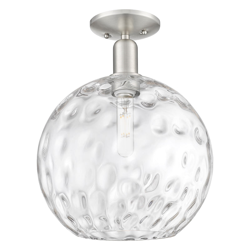 Innovations Athens Water Glass 12in 1-Light Semi-Flush Mount | Industrial Brushed Satin Nickel and Clear Glass | Entryway & | Model 716-1C-SN-G1215-12