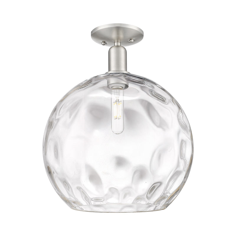 Innovations Athens Water Glass 13in 1-Light Semi-Flush Mount | Industrial Brushed Satin Nickel and Clear Glass | Entryway & | Model 716-1C-SN-G1215-14