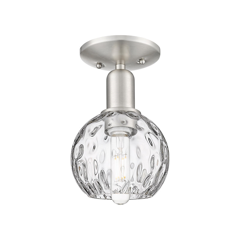 Innovations Athens 6in 1-Light Semi-Flush Mount | Industrial Brushed Satin Nickel and Clear Water Glass | Kitchen & Hallway | 6 | Model 716-1C-SN-G1215-6