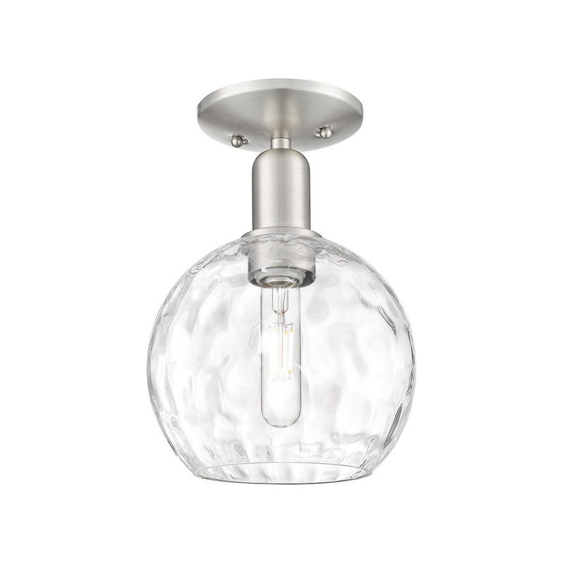 Innovations Athens 8in 1-Light Semi-Flush Mount | Industrial Brushed Satin Nickel and Clear Water Glass | Kitchen & Hallway | 8 | Model 716-1C-SN-G1215-8