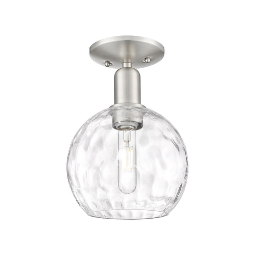 Innovations Athens 8in 1-Light Semi-Flush Mount | Industrial Brushed Satin Nickel and Clear Water Glass | Kitchen & Hallway | 8 | Model 716-1C-SN-G1215-8