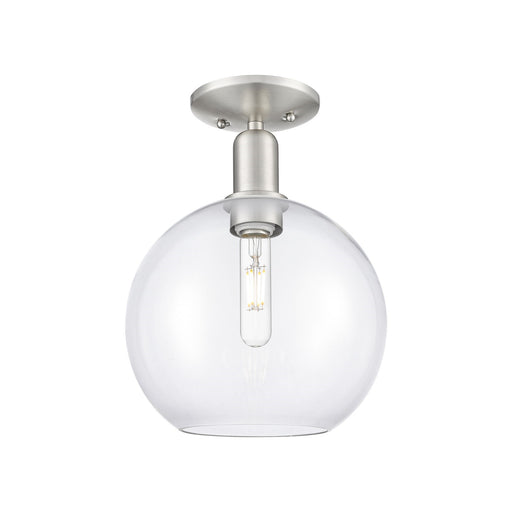 Innovations Athens 10in 1-Light Semi-Flush Mount | Industrial Brushed Satin Nickel and Clear Glass | Entryway & Hallway | 10 x | Model 716-1C-SN-G122-10