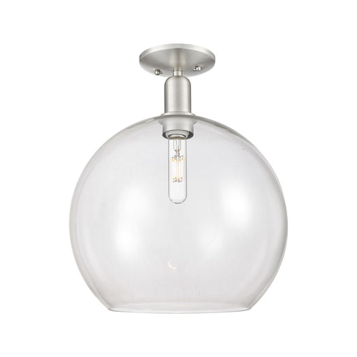 Innovations Athens 14in 1-Light Semi-Flush Mount | Industrial Brushed Satin Nickel Steel and Clear Glass | Entryway & Hallway | Model 716-1C-SN-G122-14