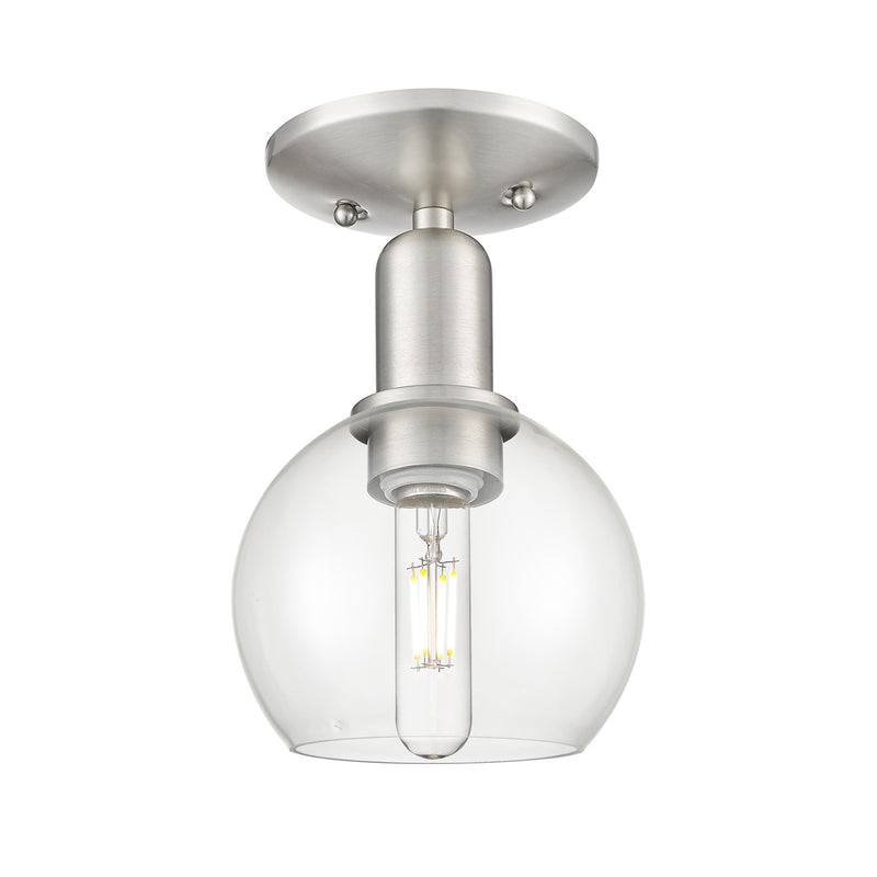 Innovations Athens 6in 1-Light Semi-Flush Mount | Industrial Brushed Satin Nickel and Clear Glass | Entryway & Hallway | 5.88 x | Model 716-1C-SN-G122-6