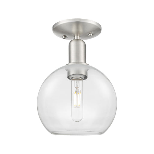 Innovations Athens 8in 1-Light Semi-Flush Mount | Industrial Brushed Satin Nickel Steel and Clear Glass | Hallway & Entryway | 8 | Model 716-1C-SN-G122-8
