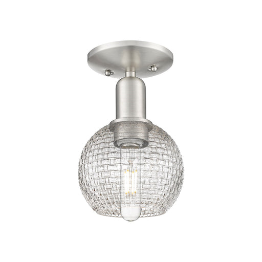 Innovations Athens 6in 1-Light Semi-Flush Mount | Industrial Brushed Satin Nickel and Clear Basket Weave Glass | Entryway & | Model 716-1C-SN-G122C-6CL