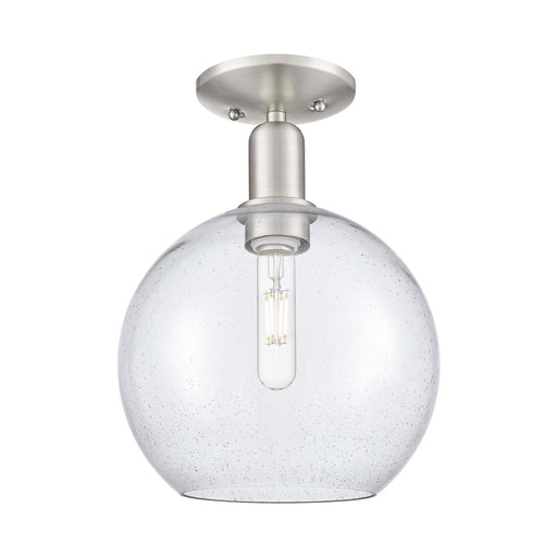 Innovations Athens 10in 1-Light Semi-Flush Mount | Industrial Brushed Satin Nickel Steel and Seedy Glass | Entryway & Hallway | Model 716-1C-SN-G124-10