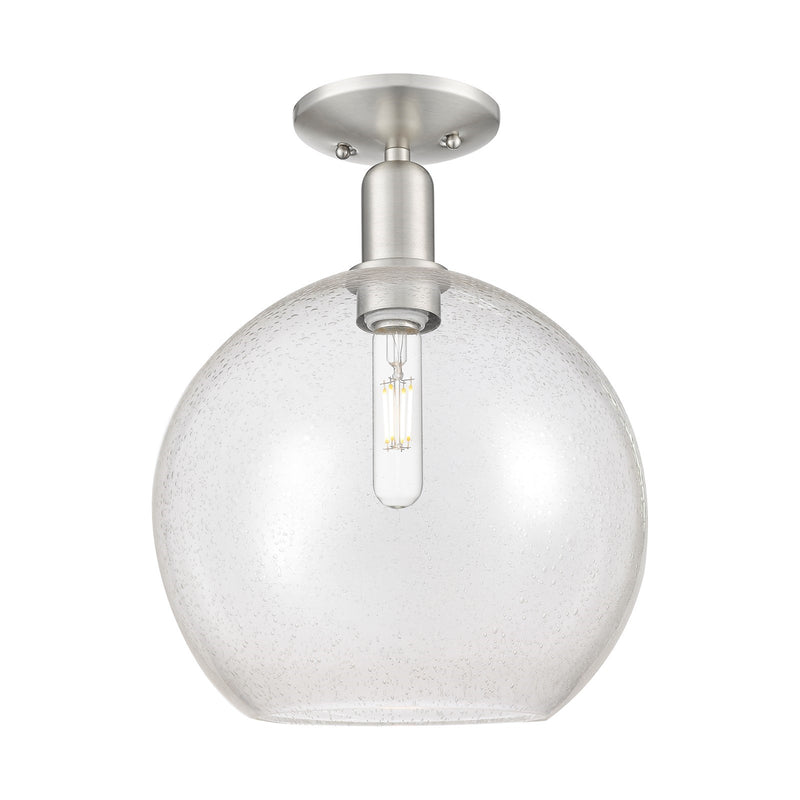 Innovations Athens 12in 1-Light Semi-Flush Mount | Industrial Brushed Satin Nickel and Seedy Glass | Entryway & Hallway | 11.75 | Model 716-1C-SN-G124-12