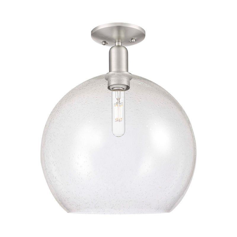 Innovations Athens 14in 1-Light Semi-Flush Mount | Industrial Brushed Satin Nickel and Seedy Glass | Entryway & Hallway | 13.75 | Model 716-1C-SN-G124-14