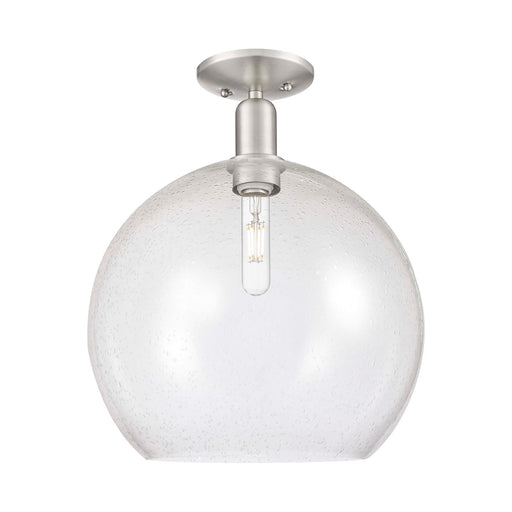 Innovations Athens 14in 1-Light Semi-Flush Mount | Industrial Brushed Satin Nickel and Seedy Glass | Entryway & Hallway | 13.75 | Model 716-1C-SN-G124-14