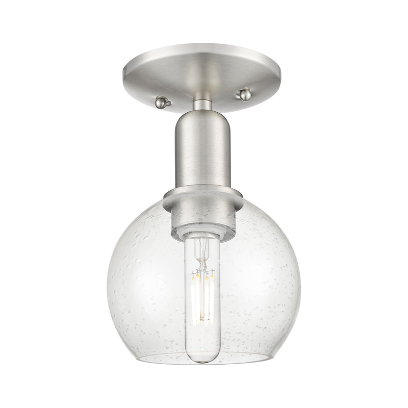 Innovations Athens 6in 1-Light Semi-Flush Mount | Industrial Brushed Satin Nickel and Seedy Glass | Entryway & Hallway | 5.88 x | Model 716-1C-SN-G124-6