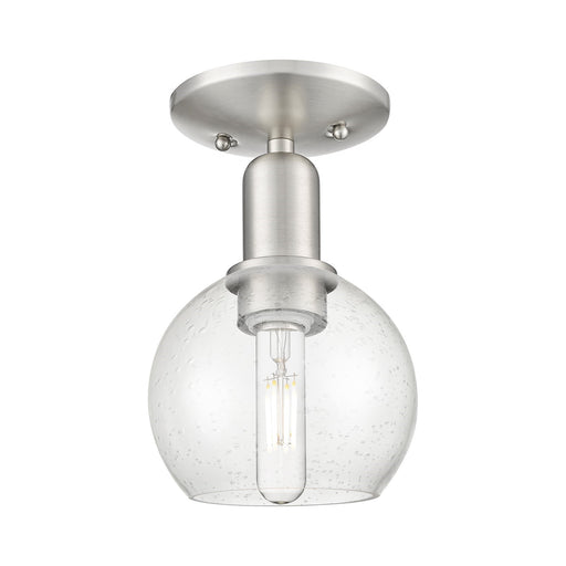 Innovations Athens 6in 1-Light Semi-Flush Mount | Industrial Brushed Satin Nickel and Seedy Glass | Entryway & Hallway | 5.88 x | Model 716-1C-SN-G124-6