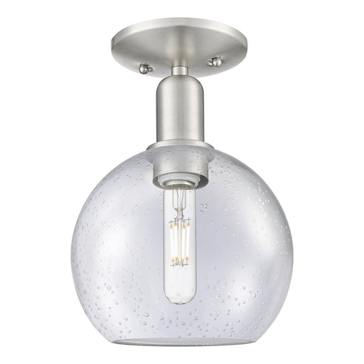 Innovations Athens 8in 1-Light Semi-Flush Mount | Industrial Brushed Satin Nickel Steel and Seedy Glass | Entryway & Hallway | 8 | Model 716-1C-SN-G124-8