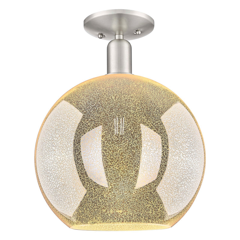 Innovations Athens 12in 1-Light Semi-Flush Mount | Industrial Brushed Satin Nickel and Mercury Glass | Entryway & Hallway | Model 716-1C-SN-G128-12