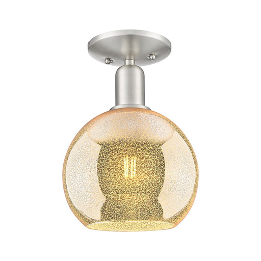 Innovations Athens 8in 1-Light Semi-Flush Mount | Industrial Brushed Satin Nickel and Mercury Glass | Entryway & Hallway | 8 x 8 | Model 716-1C-SN-G128-8
