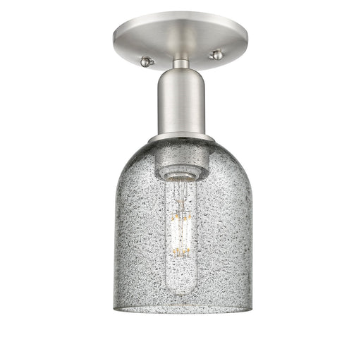 Innovations Caledonia 5in 1-Light Semi-Flush Mount | Industrial Brushed Satin Nickel and Charcoal Glass | Entryway & Hallway | 5 x | Model 716-1C-SN-G257