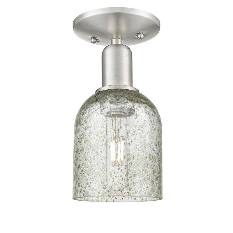 Innovations Caledonia 5in 1-Light Semi-Flush Mount | Industrial Brushed Satin Nickel and Mica Glass | Hallway & Entryway | 5 x 5 x | Model 716-1C-SN-G259