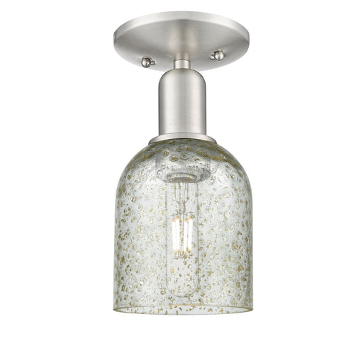 Innovations Caledonia 5in 1-Light Semi-Flush Mount | Industrial Brushed Satin Nickel and Mica Glass | Hallway & Entryway | 5 x 5 x | Model 716-1C-SN-G259