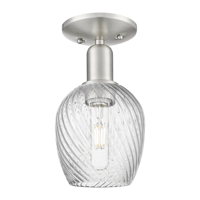 Innovations Salina 6in 1-Light Semi-Flush Mount | Industrial Brushed Satin Nickel Steel and Clear Spiral Fluted Glass | Entryway & | Model 716-1C-SN-G292