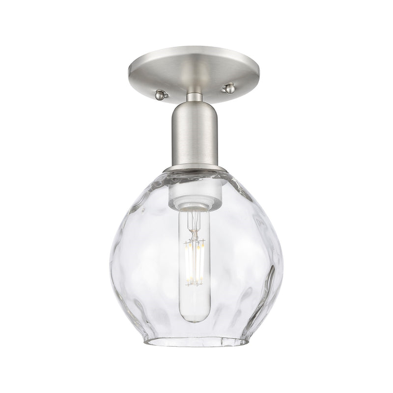Innovations Waverly 6in 1-Light Semi-Flush Mount | Industrial Brushed Satin Nickel and Clear Water Glass | Hallway & Bathroom | 6 x | Model 716-1C-SN-G362
