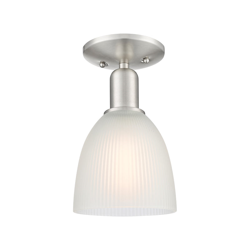 Innovations Castile 6in 1-Light Semi-Flush Mount | Industrial Brushed Satin Nickel Steel and White Glass | Entryway & Hallway | 6 x | Model 716-1C-SN-G381