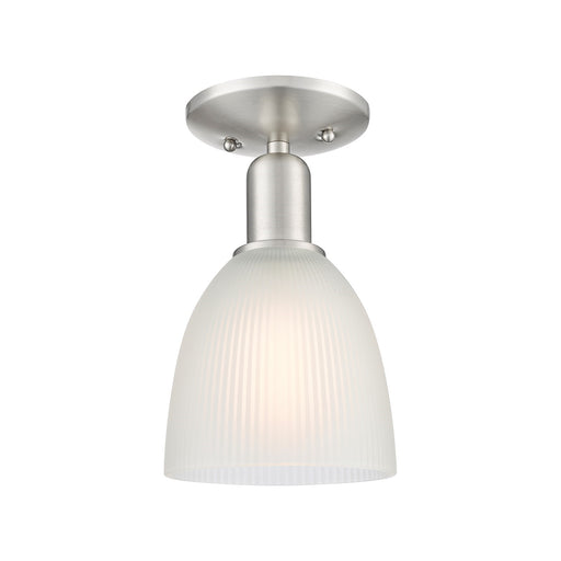 Innovations Castile 6in 1-Light Semi-Flush Mount | Industrial Brushed Satin Nickel Steel and White Glass | Entryway & Hallway | 6 x | Model 716-1C-SN-G381
