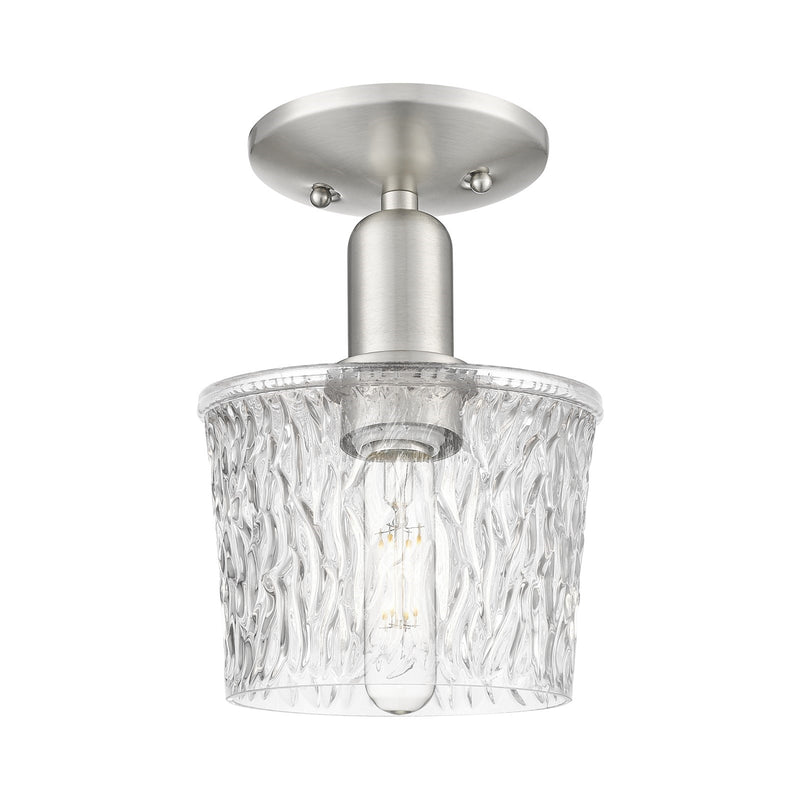 Innovations Niagara 6.5in 1-Light Semi-Flush Mount | Industrial Brushed Satin Nickel and Clear Glass | Entryway & Hallway | 6.5 x | Model 716-1C-SN-G402