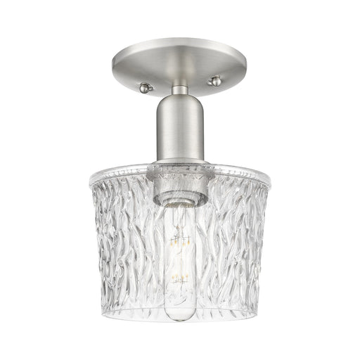 Innovations Niagara 6.5in 1-Light Semi-Flush Mount | Industrial Brushed Satin Nickel and Clear Glass | Entryway & Hallway | 6.5 x | Model 716-1C-SN-G402