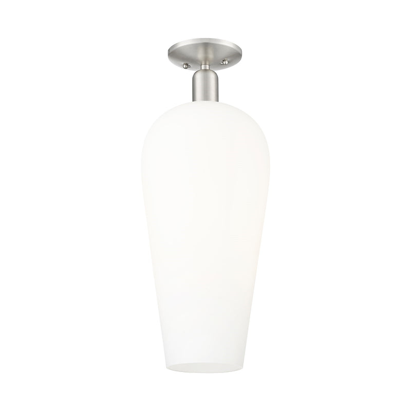 Innovations Chelsea 8in 1-Light Semi-Flush Mount | Brushed Satin Nickel Steel and White Glass | Entryway & Hallway Accent | 8 x | Model 716-1C-SN-G456-8WH