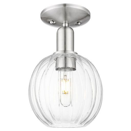 Innovations Preston 7" Globe Semi-Flush, Satin Nickel/Clear - 716-1C-SN-G458-7CL