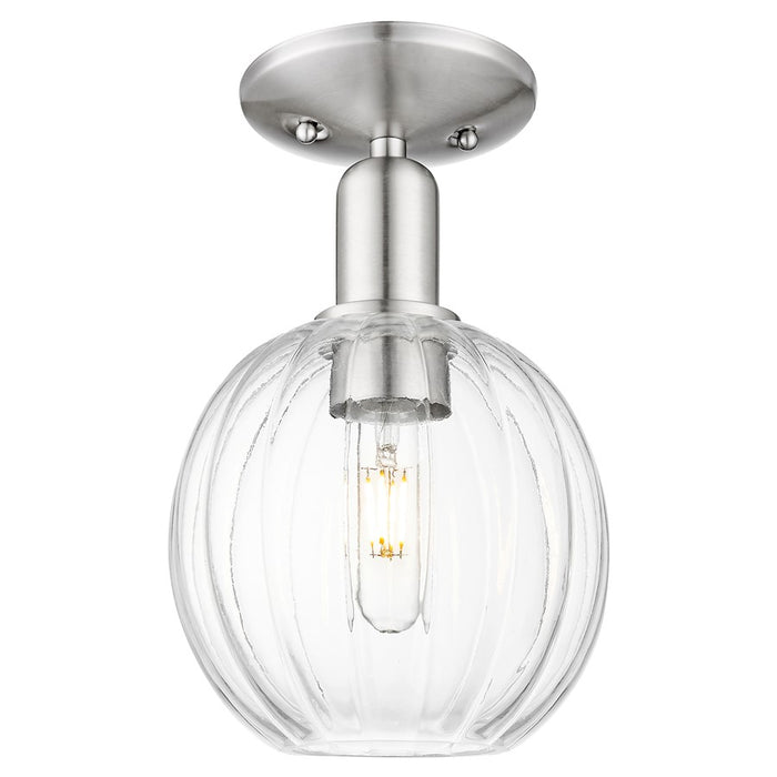 Innovations Preston 7" Globe Semi-Flush, Satin Nickel/Clear - 716-1C-SN-G458-7CL