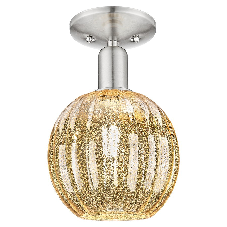 Innovations Preston 7" Globe Semi-Flush, SN/Merc - 716-1C-SN-G458-7ME