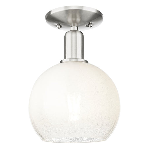 Innovations Brookhaven Globe 8" Semi-Flush, SN/Opal - 716-1C-SN-G483-8OP