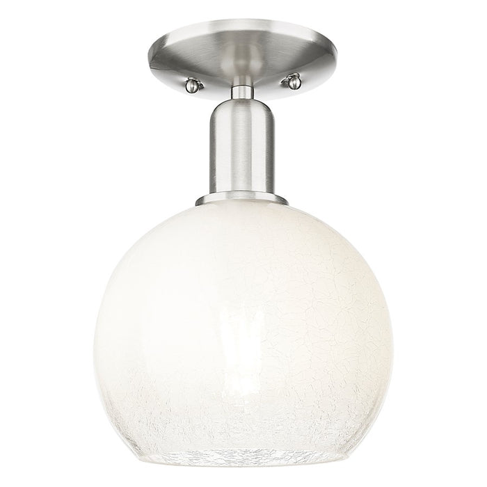 Innovations Brookhaven Globe 8" Semi-Flush, SN/Opal - 716-1C-SN-G483-8OP