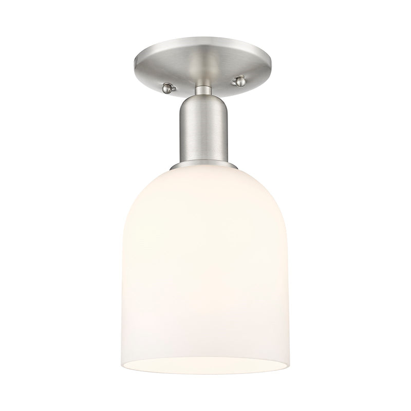 Innovations Bella 6in 1-Light Semi-Flush Mount | Industrial Brushed Satin Nickel and White Glass | Entryway & Hallway | 5.5 x | Model 716-1C-SN-G558-6GWH