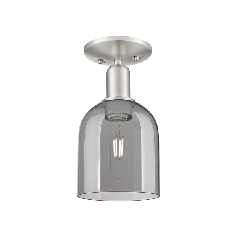 Innovations Bella 6in 1-Light Semi-Flush Mount | Industrial Brushed Satin Nickel and Light Smoke Glass | Hallway & Entryway | Model 716-1C-SN-G558-6SM