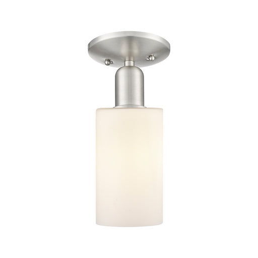 Innovations Clymer 4in 1-Light Semi-Flush Mount | Industrial Brushed Satin Nickel and Matte White Glass | Hallway & Bedroom Ceiling | Model 716-1C-SN-G801
