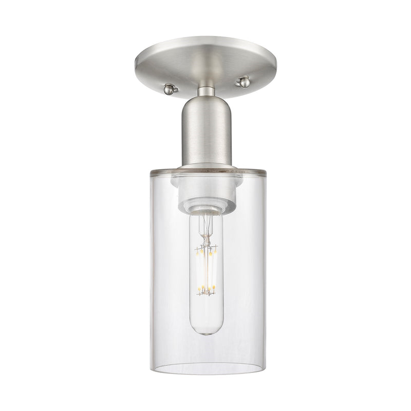 Innovations Clymer 4in 1-Light Semi-Flush | Industrial Brushed Satin Nickel and Clear Glass | Entryway & Hallway | 3.88 x 10.38 in | Model 716-1C-SN-G802