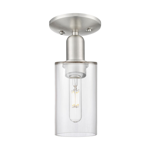 Innovations Clymer 4in 1-Light Semi-Flush | Industrial Brushed Satin Nickel and Clear Glass | Entryway & Hallway | 3.88 x 10.38 in | Model 716-1C-SN-G802
