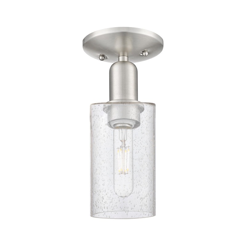 Innovations Clymer 4in 1-Light Semi-Flush Mount | Industrial Brushed Satin Nickel Steel and Seedy Glass | Hallway & Entryway | 3.88 | Model 716-1C-SN-G804